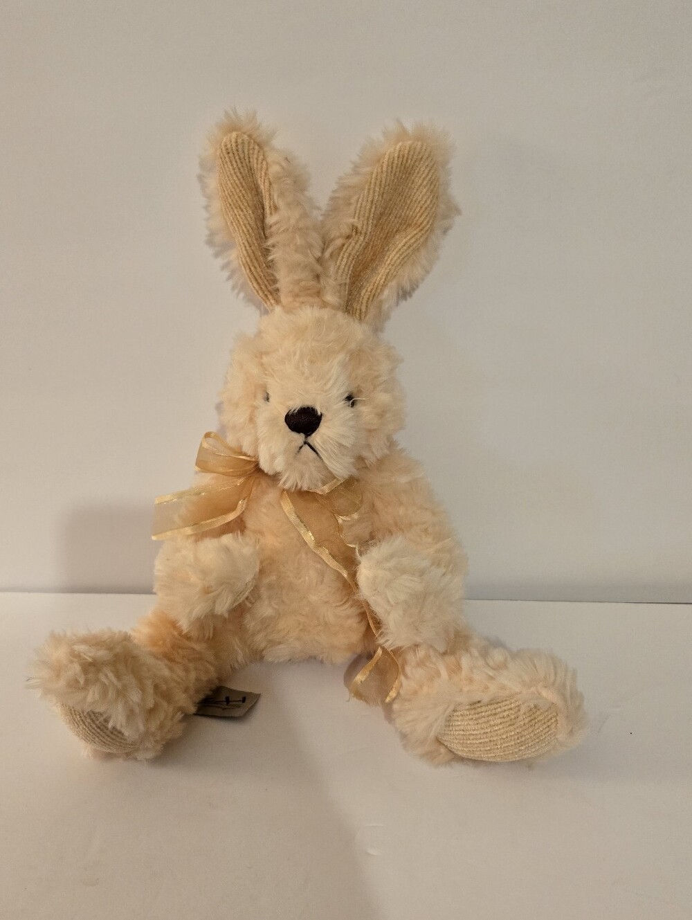 Vtg Rich Pink Rabbit Bunny Plush Stuffed Animal 11.75" Sitting Pink Ribbon/Bow